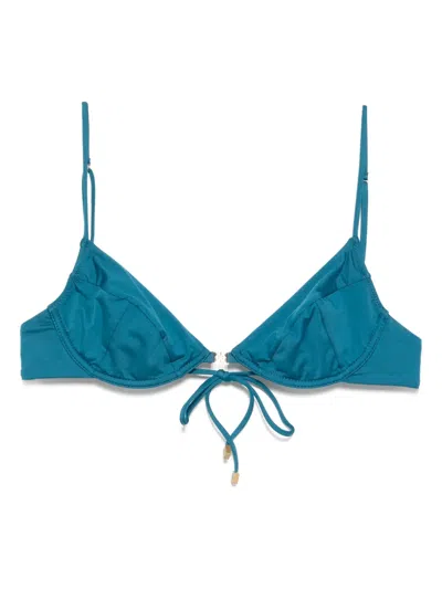 Kiki De Montparnasse Lace Up Demi Bikini Top In La Mer