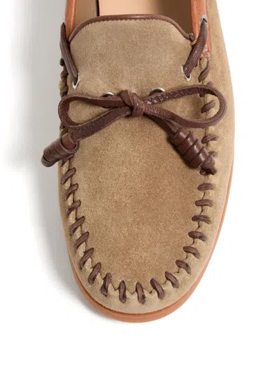 Valentino Garavani Palm Avenue Crust Leather Boat Shoes In Brown