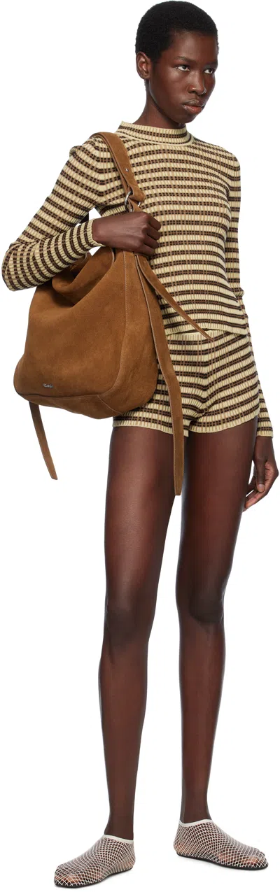 Nanushka Beige Ferra Shorts In Multicolor Stripe