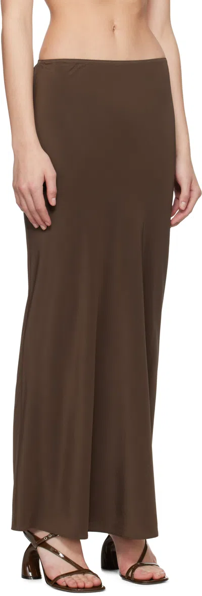 Matteau Brown Bias Elastic Maxi Skirt In Brown