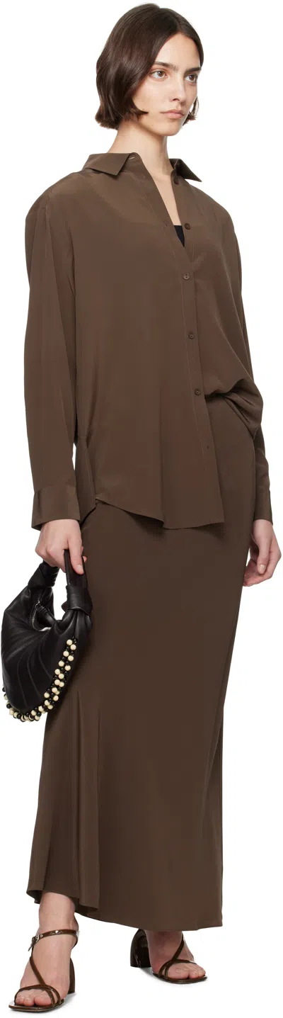 Matteau Brown Bias Elastic Maxi Skirt In Brown