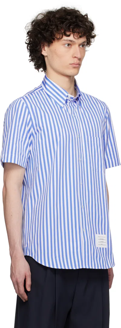 Thom Browne Striped Shirt In 460 Medium Blue