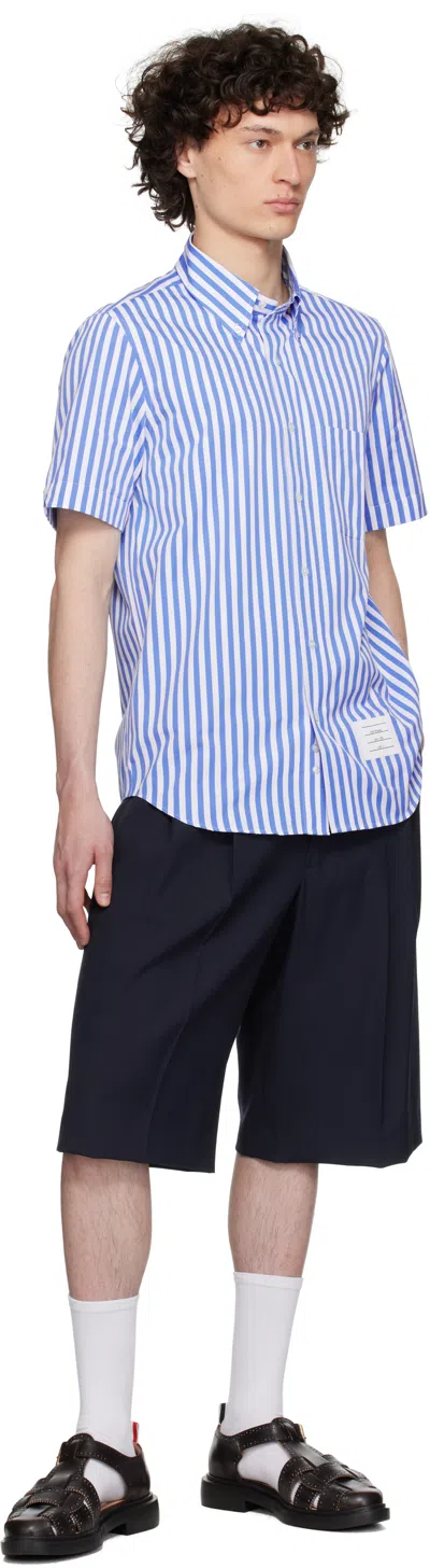 Thom Browne Striped Shirt In 460 Medium Blue