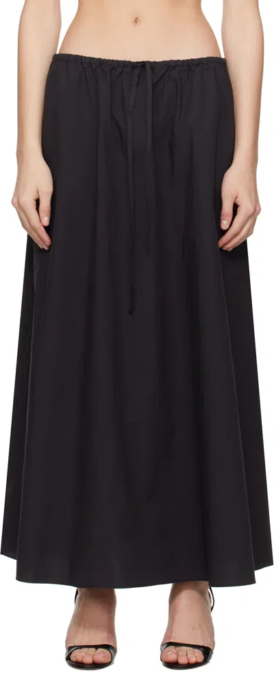 Matteau Ruched Organic-cotton Maxi Skirt In Black