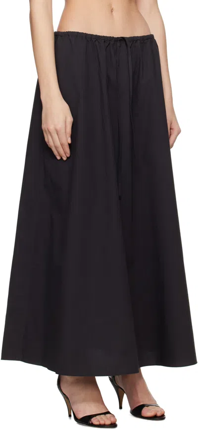 Matteau Ruched Organic-cotton Maxi Skirt In Black