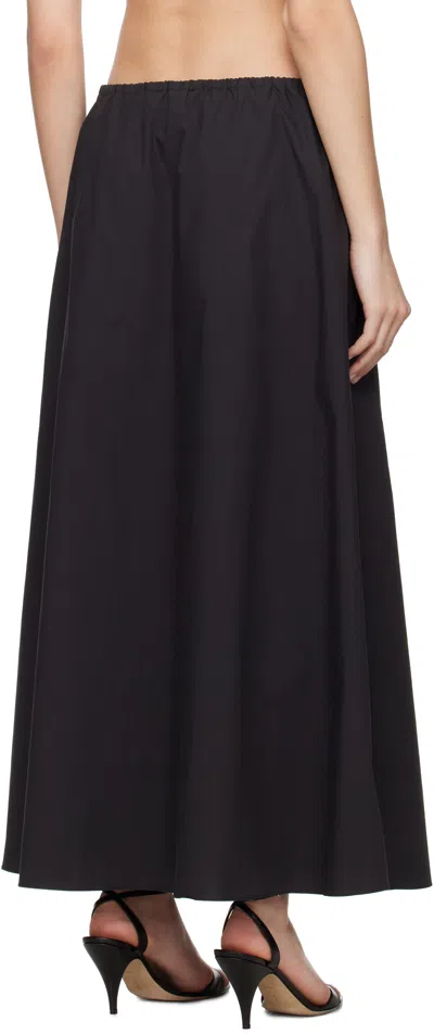 Matteau Ruched Organic-cotton Maxi Skirt In Black