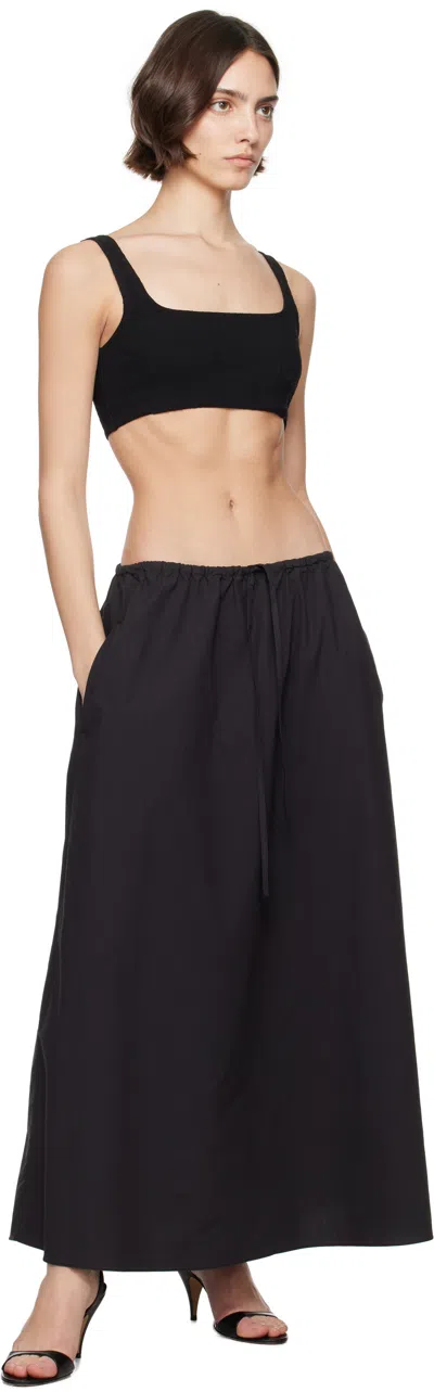 Matteau Ruched Organic-cotton Maxi Skirt In Black