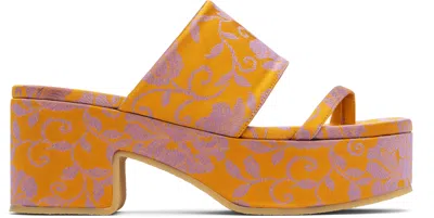 Dries Van Noten Orange Platform Heeled Sandals In 369 Mandarin