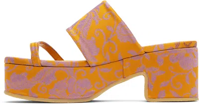Dries Van Noten Orange Platform Heeled Sandals In 369 Mandarin