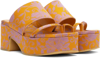 Dries Van Noten Orange Platform Heeled Sandals In 369 Mandarin