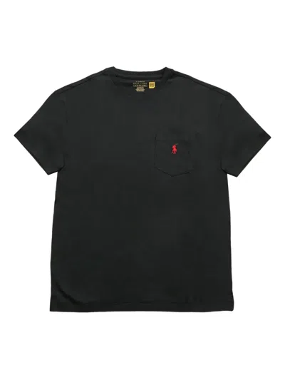 Polo Ralph Lauren Black Cotton T-shirt With Logo In Black