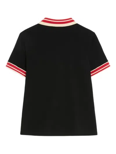 Valentino Cotton Piqué Polo Shirt With Vlogo Patch In Black