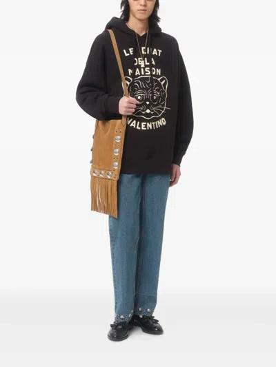 Valentino Jersey Felpa Le Chat De La Maison In Black