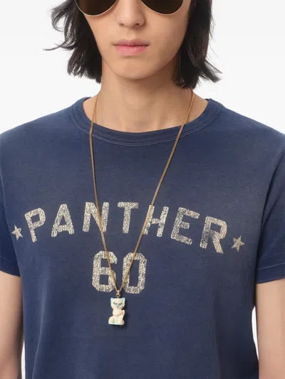 Valentino Garavani Multicolor Nylon And Metal Le Chat De La Maison Necklace In Gold