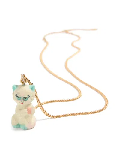 Valentino Garavani Multicolor Nylon And Metal Le Chat De La Maison Necklace In Gold