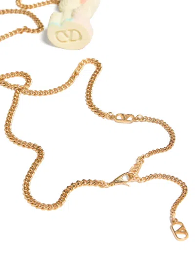 Valentino Garavani Multicolor Nylon And Metal Le Chat De La Maison Necklace In Gold