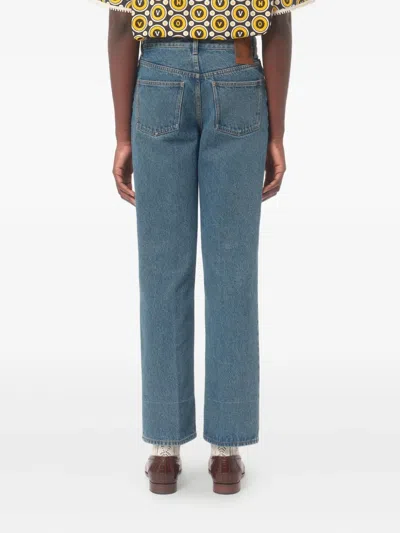 Valentino Five-pocket Denim Trousers Featuring Button Embellishments In Blue