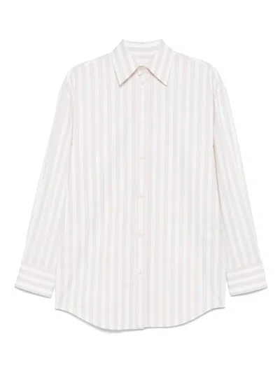 Saint Laurent Striped Shirt In Neutral