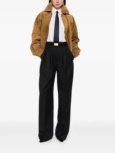 Saint Laurent Striped Shirt In Neutral