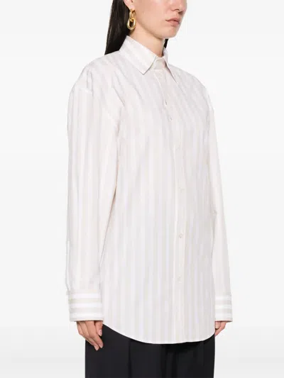 Saint Laurent Striped Shirt In Neutral