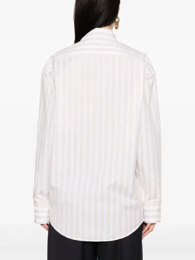Saint Laurent Striped Shirt In Neutral