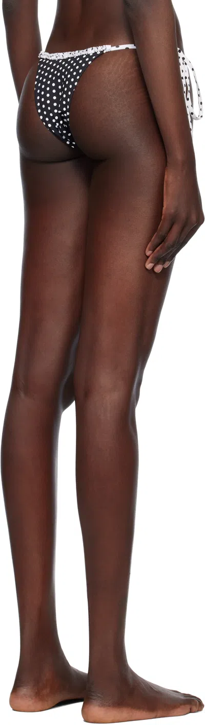 Frankies Bikinis Black Divine Skimpy String Bikini Bottom In Classic Polka Dot