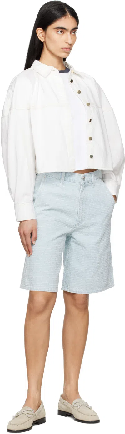 Rag & Bone Blue Tailored Mckenna Textured Denim Shorts In Sktwd
