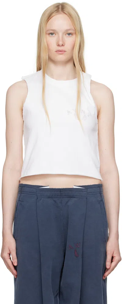 Alexander Wang T White Logo Muscle Tank Top In White