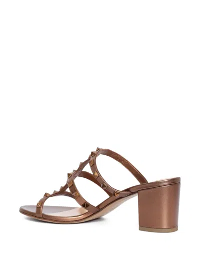 Valentino Garavani Studded Block Heel Leather Sandals In Neutral