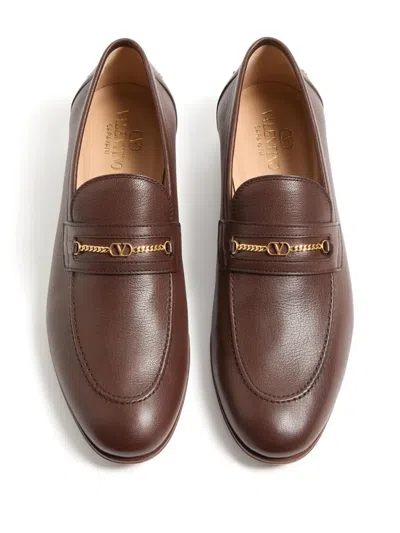 Valentino Garavani Vlogo Signature Leather Loafer In Brown