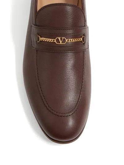 Valentino Garavani Vlogo Signature Leather Loafer In Brown