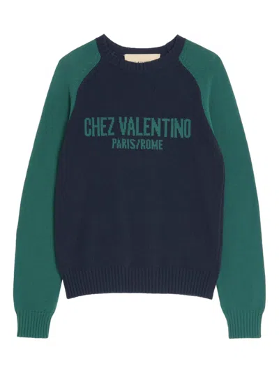 Valentino Men's Maglia Knitwear Chez Sweater In Blue