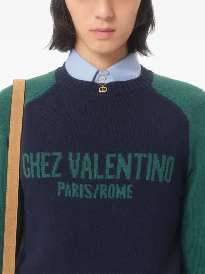 Valentino Men's Maglia Knitwear Chez Sweater In Blue