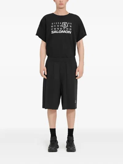 Mm6 Maison Margiela Mm6 By Maison Margiela Bermuda Shorts With Reflective Logo In Black