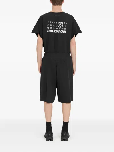 Mm6 Maison Margiela Mm6 By Maison Margiela Bermuda Shorts With Reflective Logo In Black