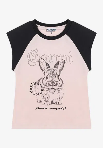Ganni Basic Jersey Bunny Raglan T-shirt T-shirts Pink In Pink