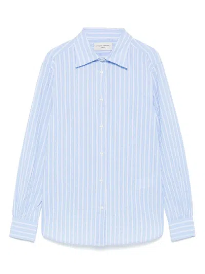 Officine Generale Officine Générale Colombe Texture Cot Stripe In Dreamblue/white