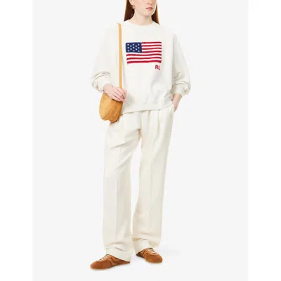 Polo Ralph Lauren Long Sleeve Crew Neck Polo Jumper In Cream Multi