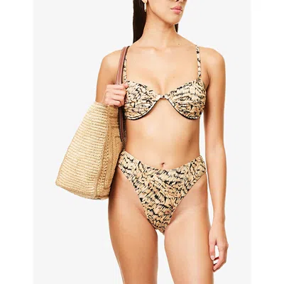 4th & Reckless Womens Dori Abstract-print Bikini Top Dye Print In Dye Print