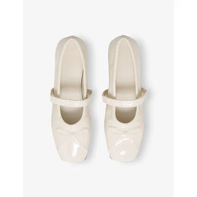 Marni Patent-leather Ballerina Shoes In White