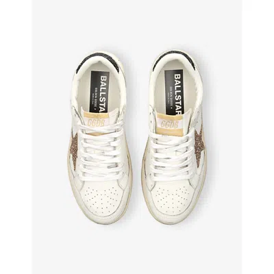 Golden Goose Ball Star 2 Sneakers With Gold Glitter Star And Black Glitter Heel Tab In White