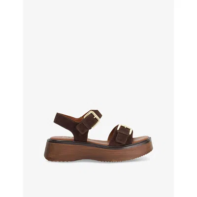 Dune Womens  Luno Suede Flatform Sandals In Brown Suede