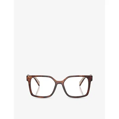 Prada Pr B03v Rectangle-frame Acetate Optical Glasses In Brown