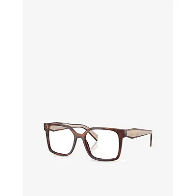 Prada Pr B03v Rectangle-frame Acetate Optical Glasses In Brown