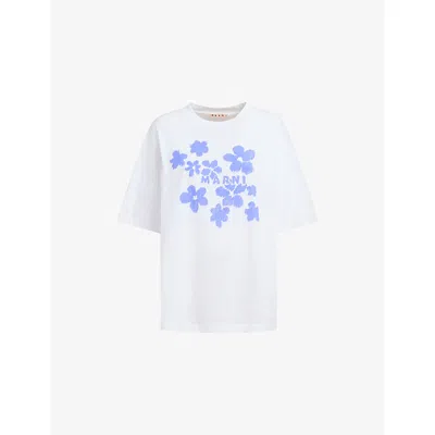 Marni Tee With Logo Floral Print In D2w01