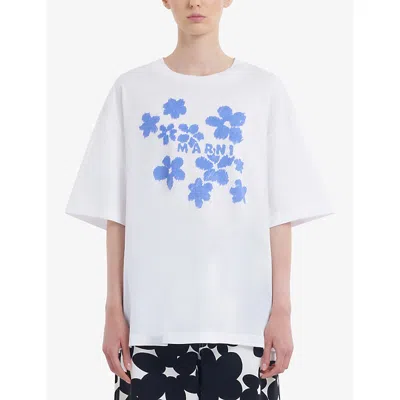 Marni Tee With Logo Floral Print In D2w01