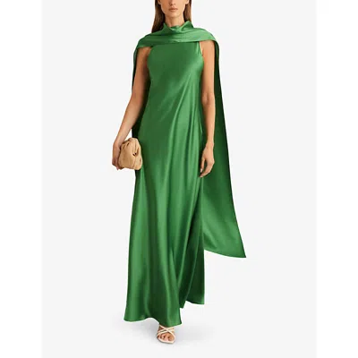 Reiss Fae Cape Back Maxi Dress In Green