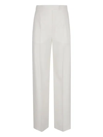 Alexander Mcqueen Wide-leg Tailored Trousers In Wool Gabardine In White