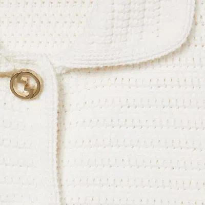 Gucci Crochet Button Cardigan In White