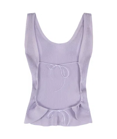 Cecilie Bahnsen Knit Top With Ribbed Texture And Scoop Neck In Purple